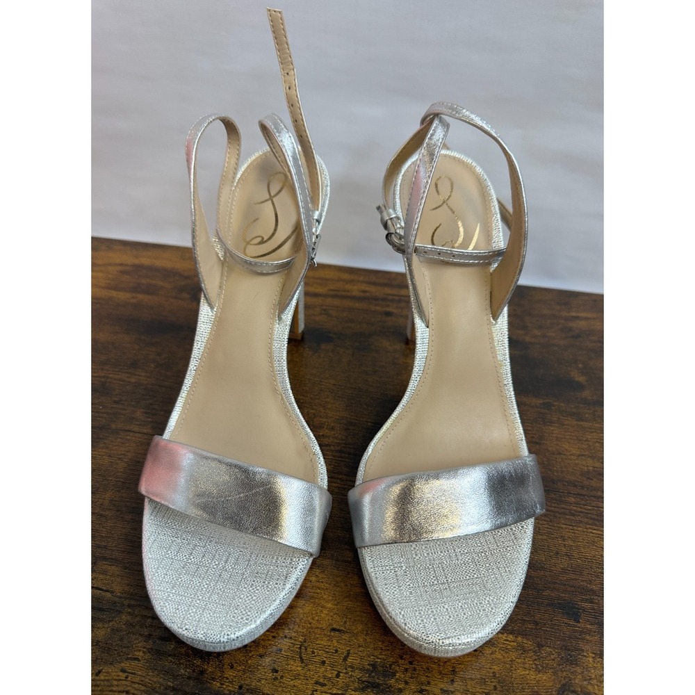 Sam Edelman Leather Jade Silver Metallic Platform Stiletto Pumps Size 11 M Heels - Picture 15 of 16